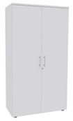 Armoire haute IRIS - H180 x L80 x P47 - 2 portes - Corps Blanc perle - Dessus et portes Blanc perle