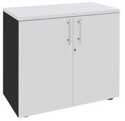 Armoire basse EXPRIM/LOFTER/LEVEL - H72 x L80 x P47 - 2 portes - Corps Anthracite - Dessus et portes Blanc perle