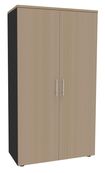 Armoire haute EXPRIM/LOFTER/LEVEL - H180 x L80 x P47 - 2 portes - Corps Anthracite - Dessus et portes imitation Chêne clair