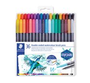 STAEDTLER Marsgraphic Duo - 36 Feutres pinceau à double embout - couleurs aquarelles assorties
