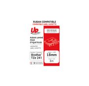 UPrint - Ruban d'étiquettes auto-adhésives pour Brother TZe241 - 1 rouleau (18 mm x 8 m) - fond blanc écriture noire