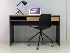 Bureau ARCADE - 126 cm - avec tiroir et niche - chêne du bocage/anthracite