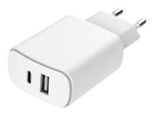 Just Green - Chargeur secteur pour smartphone - USB A & USB-C - blanc - 37W