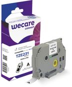WECARE - Ruban d'étiquettes auto-adhésives pour Brother TZe231 - 1 rouleau (12 mm x 8 m) - fond blanc écriture noire
