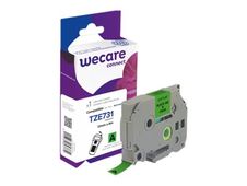 Wecare ruban d'étiquette compatible Brother TZE731 - 1 rouleau (1,2 cm x 8 m) - fond vert écriture noire