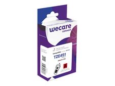 WECARE - Ruban d'étiquettes auto-adhésives pour Brother TZE451 - 1 rouleau (24 mm x 8 m) - fond rouge écriture noire