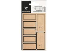 Clairefontaine - 28 Étiquettes adhésives rectangulaires kraft noir - 8 x 16 cm