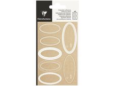Clairefontaine - 28 Étiquettes cadeau kraft - ovale blanc - 8 x 16 cm