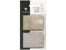 Clairefontaine - 10 Étiquettes cadeau - paillettes argentées/holographique - 8 x 16 cm