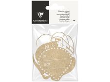 Clairefontaine - 12 Étiquettes cadeau kraft - boules de Noël - 8 x 16 cm