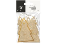 Clairefontaine - 12 Étiquettes cadeau kraft - sapins - 8 x 16 cm