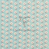 Clairefontaine Excellia Tiny Rolls - Papier cadeau - 35 cm x 5 m - 80 g/m² - fleurs et fond bleu