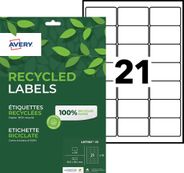 Avery - 315 Étiquettes recyclées blanches - 63,5 x 38,1 mm - Impression laser ou jet d'encre - réf LR7160-15