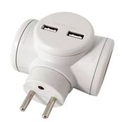 Watt&Co - Multiprise Biplite - 2 prises 16A et 2 ports USB - Rotative 180°