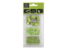Exacompta Iderama - Kit de 58 attaches (pince-notes, trombones et punaises) - vert anis