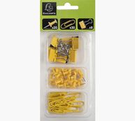 Exacompta Iderama - Kit de 58 attaches (pince-notes, trombones et punaises) - jaune