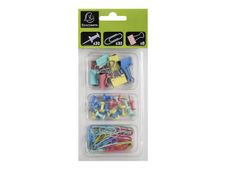 Exacompta Iderama - Kit de 58 attaches (pince-notes, trombones et punaise - couleurs pastels assorties