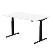 Bureau électrique UGO - L160x80cm - pieds noirs - plateau blanc laqué