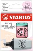 STABILO BOSS MINI Pastellove - Pack de 3 mini surligneurs - couleurs assorties