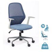Fauteuil de bureau TIME - accoudoirs fixes gris clair - bleu