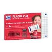 Oxford FLASH 2.0 - Pack de 32 cartes - A7 - petitis carreaux - blanc