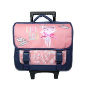 Cartable à roulettes Lililou 38 cm - 2 compartiments - rose - Bagtrotter
