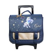 Cartable à roulettes Cybel 38 cm - 2 compartiments - bleu marine et doré - Bagtrotter