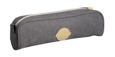 Trousse Velvet ovale velours - 1 compartiment - gris - Carpentras