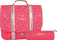 Cartable Ooban's Stars - 35 cm - 2 compartiments - corail - Oberthur