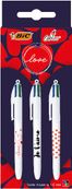 BIC 4 Couleurs Messages - 3 Stylos à bille 4 couleurs - 1 mm - Collection Love