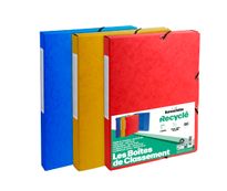 Bureau Vallée Recyclé - Lot de 3 boîtes de classement en carte recyclée - dos 25 mm - coloris assortis
