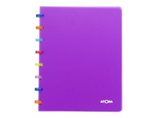 ATOMA Tutti Frutti - cahier de notes - A5 - 165 x 210 mm - 144 pages - petits carreaux (4x8 mm) - couverture transparente pourpre