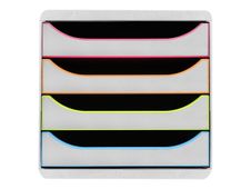 Exacompta Black Office BigBox - Module de classement 4 tiroirs - blanc/arlequin