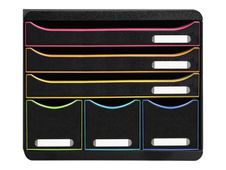 Exacompta Black Office Store-Box - Module de classement 6 tiroirs - noir/arlequin