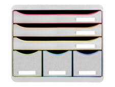 Exacompta Black Office Store-Box - Module de classement 6 tiroirs - blanc/arlequin