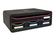 Exacompta Toolbox - Module de classement 4 tiroirs - noir/arlequin