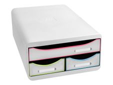 Exacompta Black Office - Module de classement 3 tiroirs - blanc/arlequin