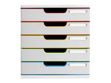 Exacompta Black Office Modulo - Module de classement 5 tiroirs - blanc/arlequin