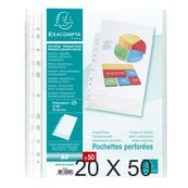 Exacompta - 20 Packs de 50 Pochettes perforées - A4 - grainées - 5/100
