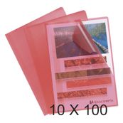 Exacompta - 10 Packs de 100 Pochettes coin grainées - A4 - 12/100 - rouge