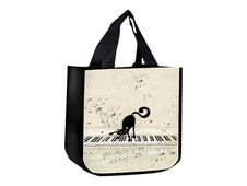 Kiub Bug Art - Sac de courses recyclé - chat/piano