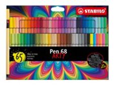STABILO Pen 68 ARTY - feutre - noir, bleu clair, jaune, orange, brun, rose, vert clair, rouge carmin, vert émeraude, abricot, gris de Payne, bleu prussien, jaune citron, lilas, blush, moutarde, gris foncé, gris chaud, bleu foncé, vert fluo, jaune fluo, o