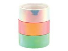 Graine Creative - lot de 3 rubans adhésif de décoration - 15 mm x 5 m - blanc irisé, vert, orange