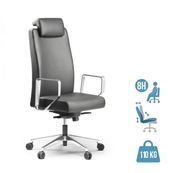 Fauteuil de bureau BOP - accoudoirs fixes - appui-tête - cuir noir