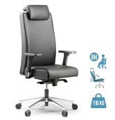 Fauteuil de bureau BOP - accoudoirs réglables - appui-tête - cuir noir