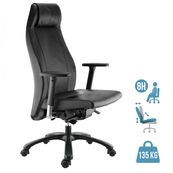 Fauteuil de bureau GOXOA - accoudoirs réglables - appui-tête intégré - cuir noir