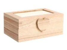 Graine Creative - boîte de rangement en bois rectangulaire avec motif cœur - 120x50x80mm