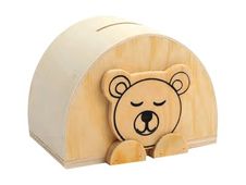 Graine Creative - tirelire en bois motif ourson - 11 x 8 x 8 cm