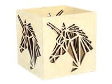 Graine Creative - photophore en bois motif licorne  - 10 x 10 x 10 cm