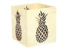 Graine Creative - photophore en bois motif ananas  - 10 x 10 x 10 cm